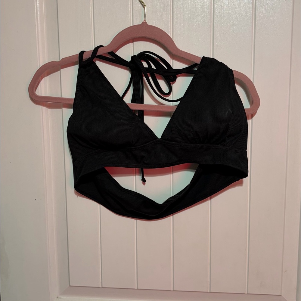 Black halter bikini top